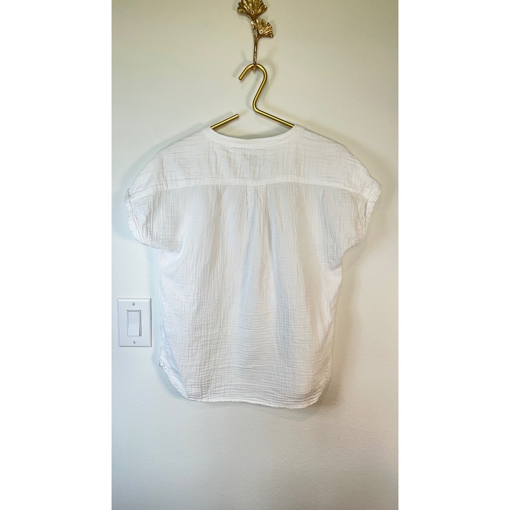 Faherty Isha Top XS White Organic Cotton Gauze Coastal Beachy - Picture 8 of 8